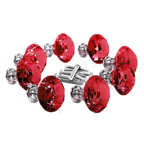 16 Pcs Red Crystal Knobs Diamond 30mm Diameter Door Cabinet Handle