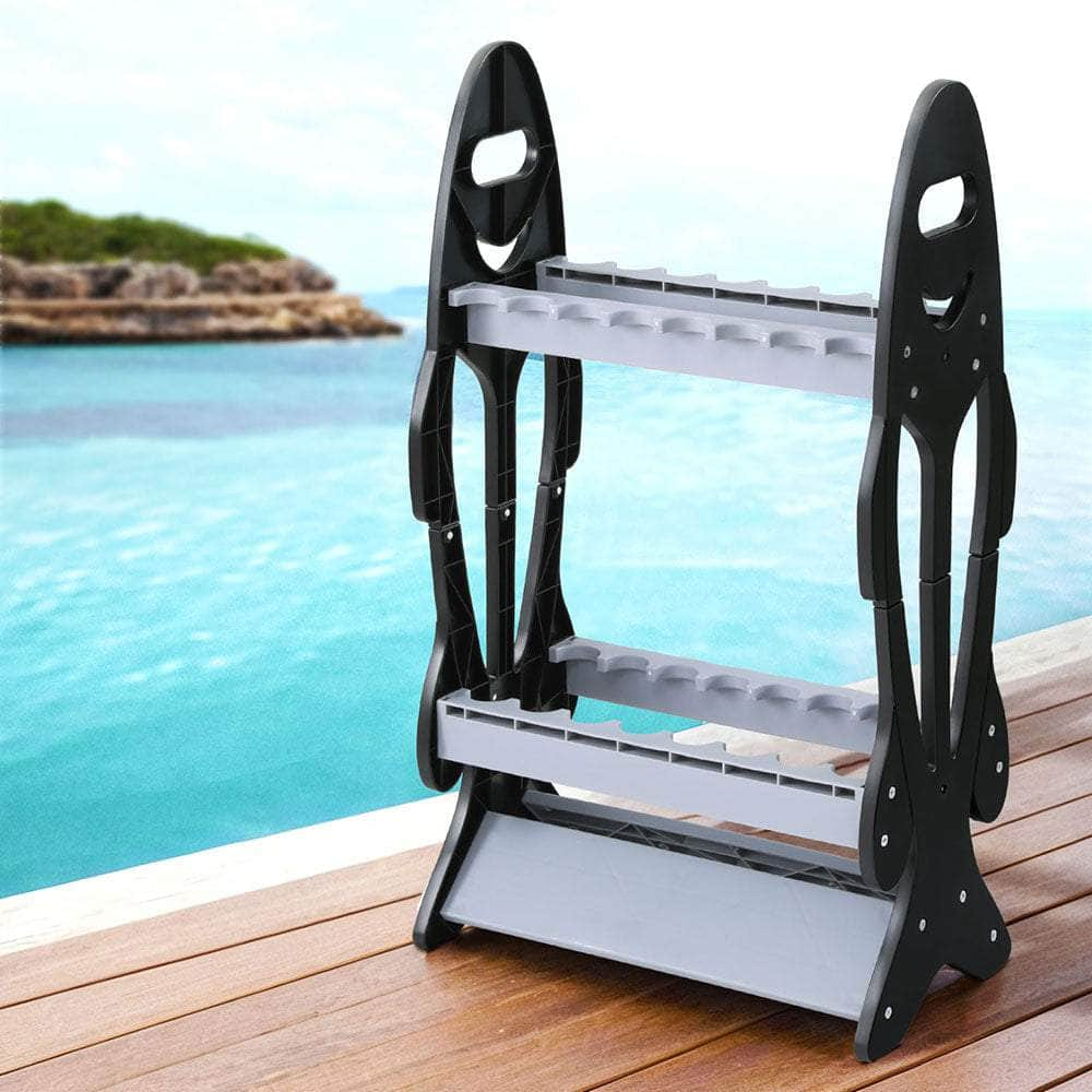 16-Rod Fishing Pole Storage Rack Organizer