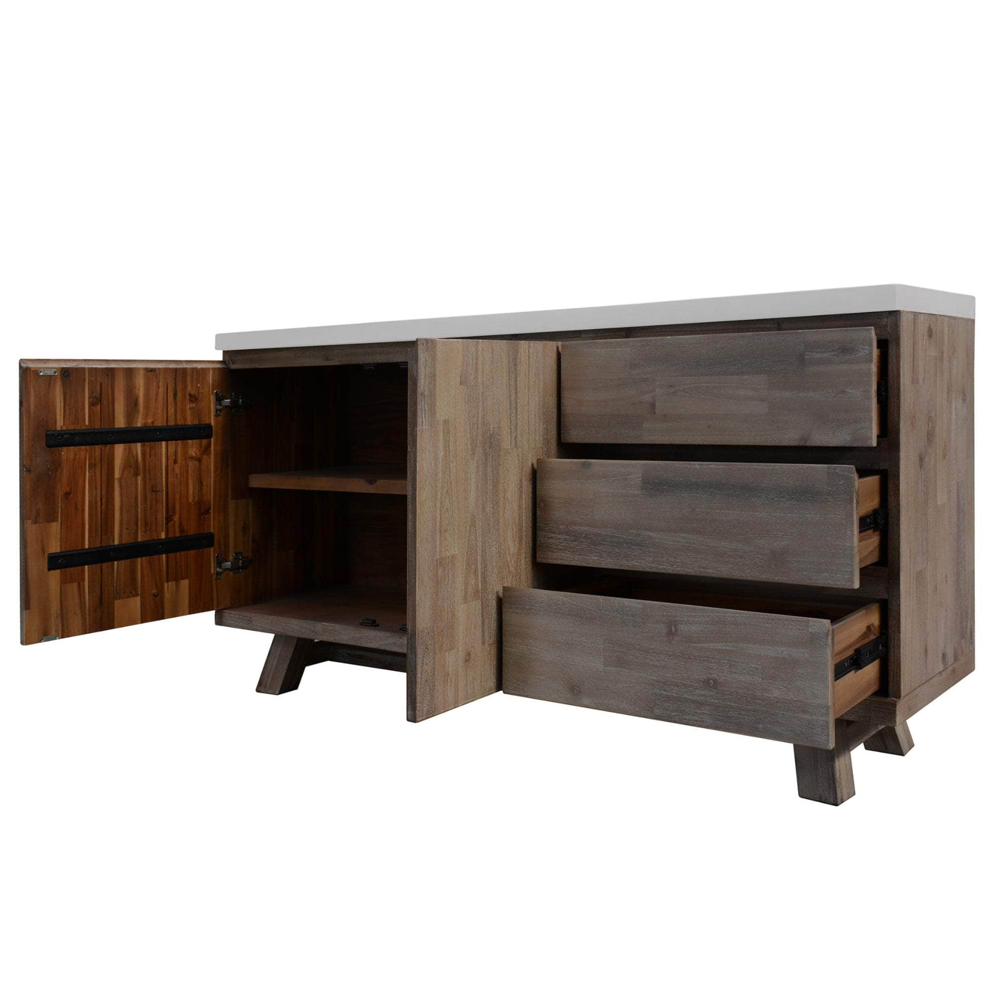 160Cm Acacia Timber Buffet With Concrete Top - White