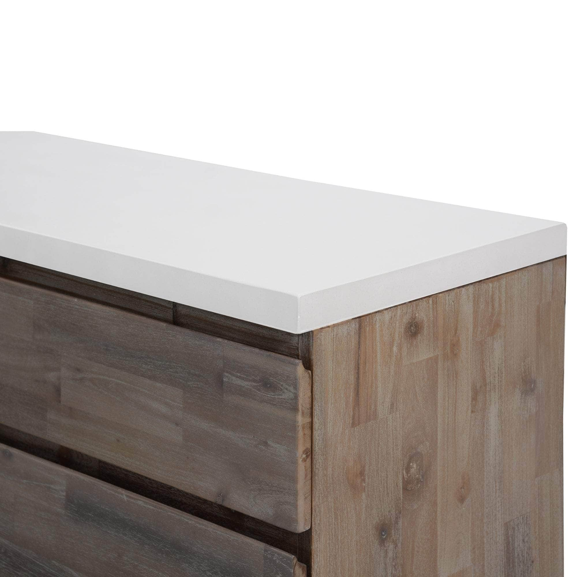 160Cm Acacia Timber Buffet With Concrete Top - White