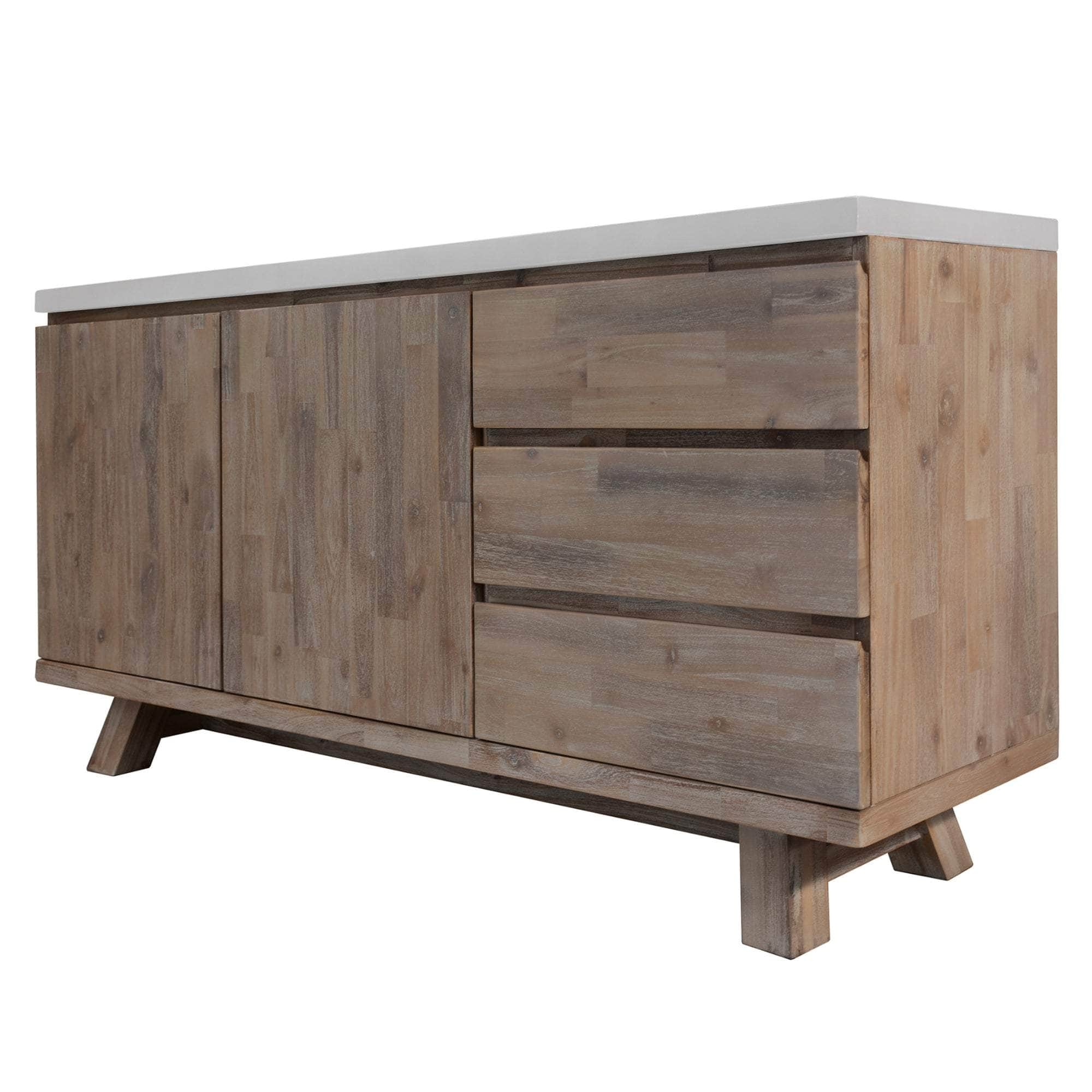 160Cm Acacia Timber Buffet With Concrete Top - White