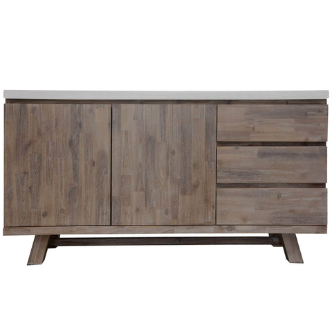 160Cm Acacia Timber Buffet With Concrete Top - White