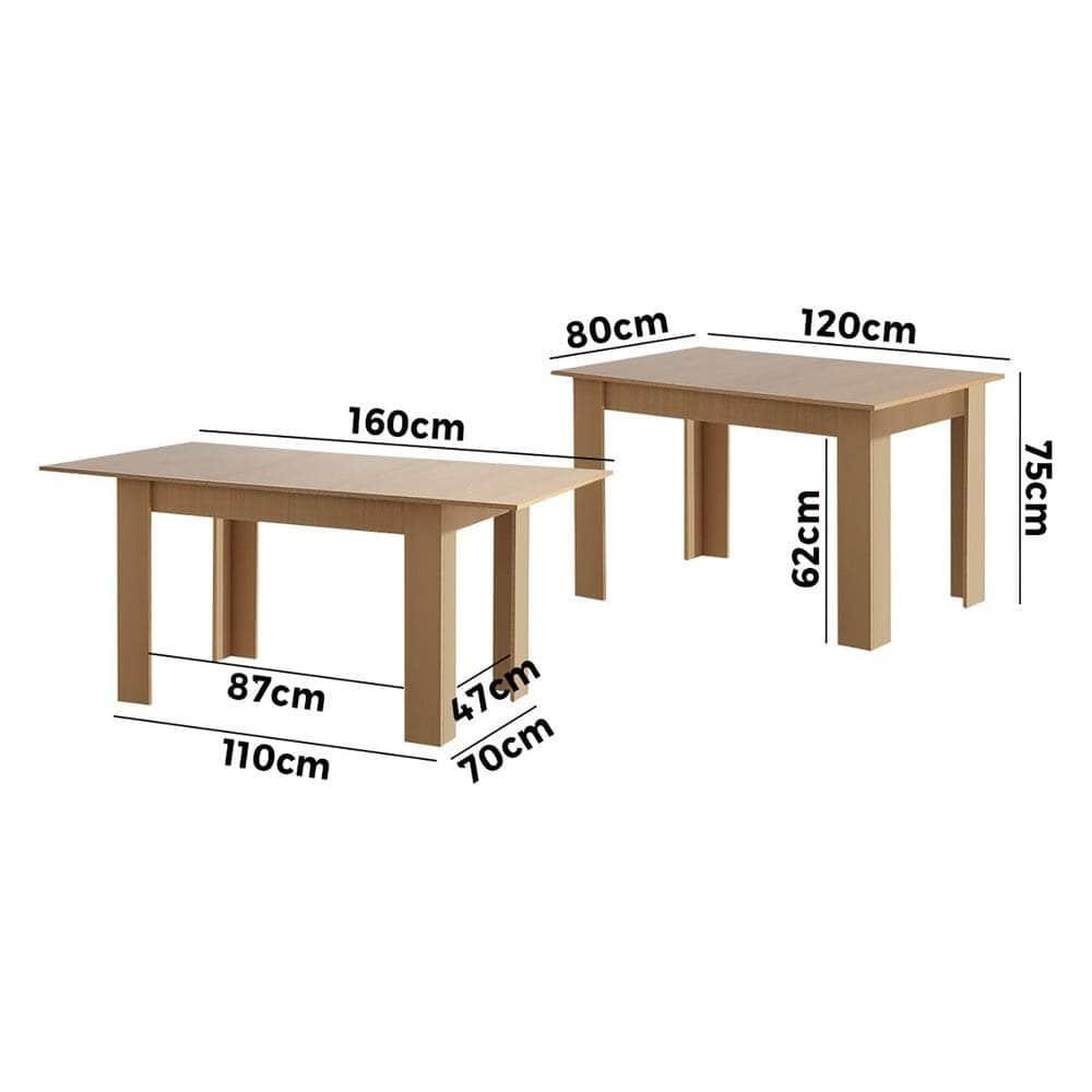 160cm Extendable Dining Table Cafe Table Black/Wooden