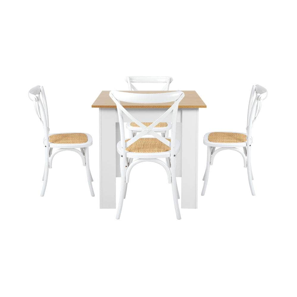 160cm Extendable Dining Table with 4PCS/6PCS Chairs Crossback White