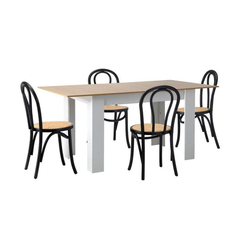 160cm Extendable Dining Table with Crossback Chairs