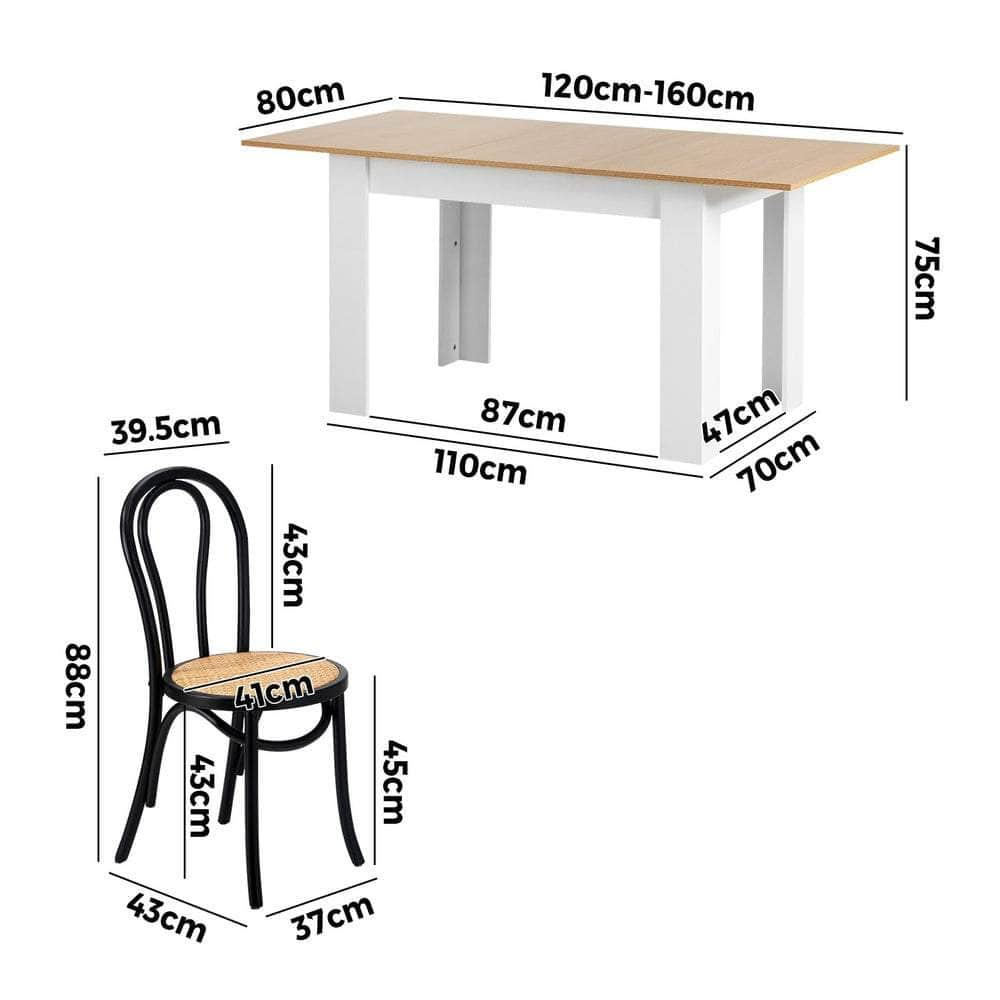 160cm Extendable Dining Table with Crossback Chairs