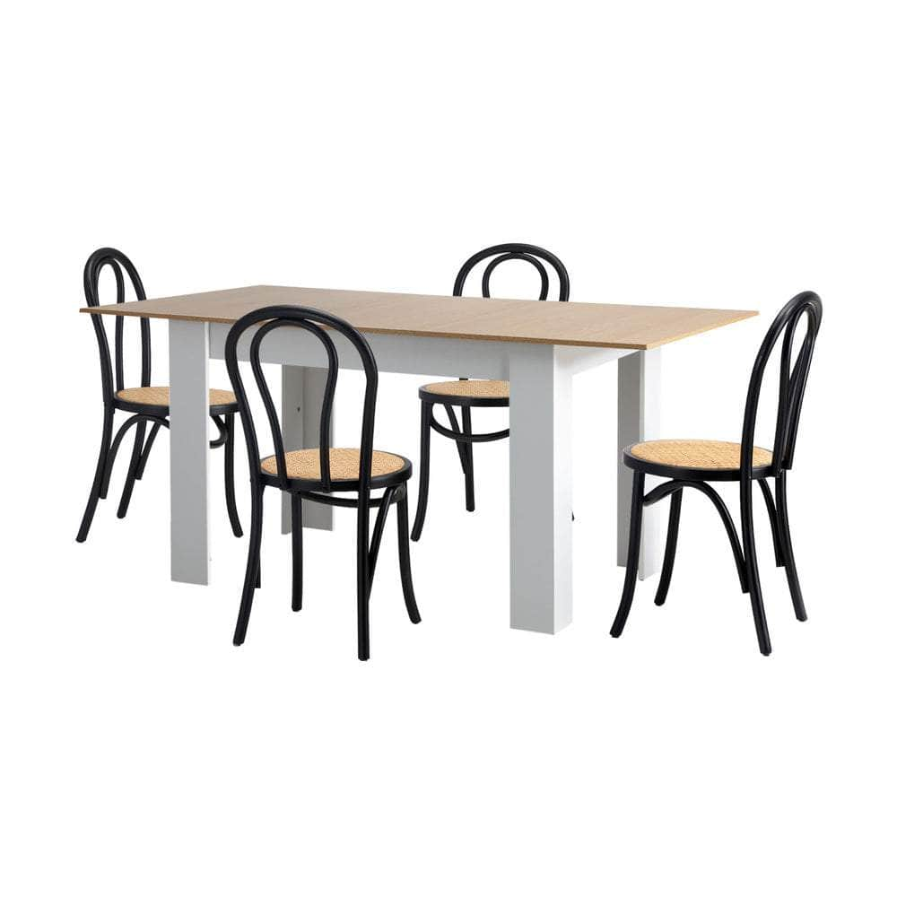 160cm Extendable Dining Table with Crossback Chairs