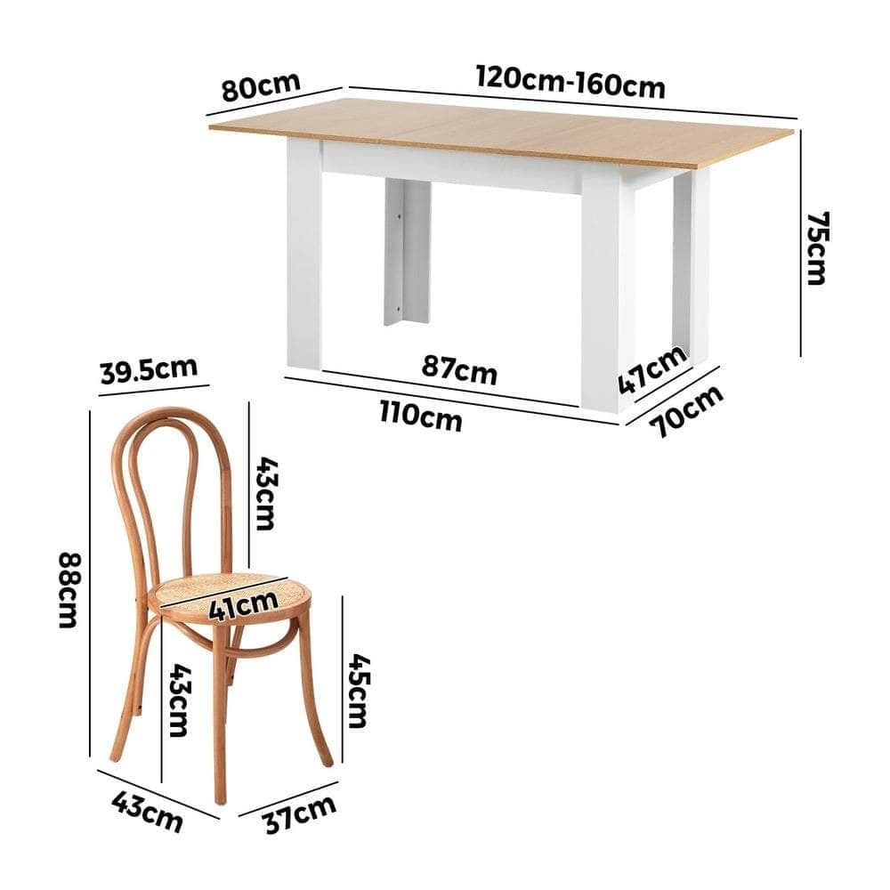 160cm Extendable Dining Table with Crossback Chairs