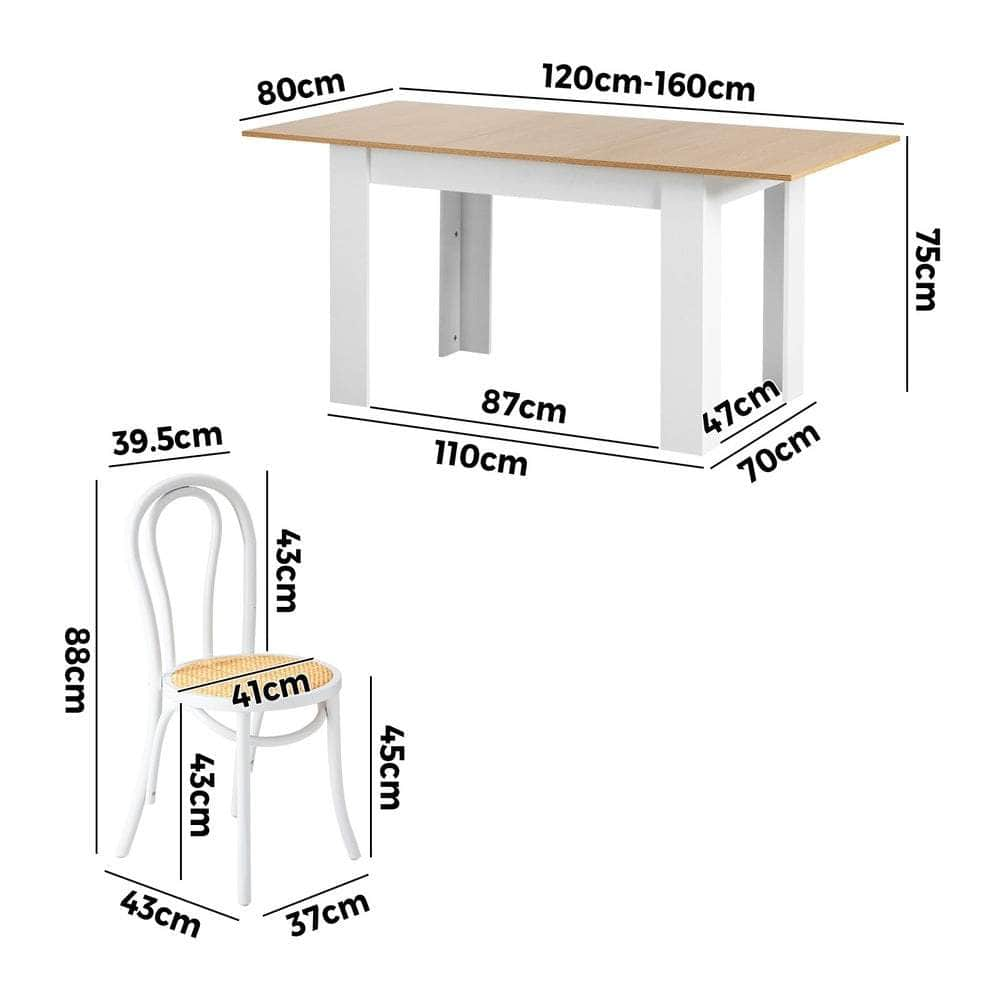 160cm Extendable Dining Table with Crossback Chairs