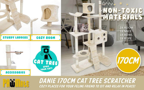 Cat Tree Multi Level Scratcher Danie 170Cm Beige