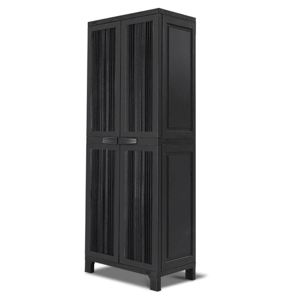 173Cm Outdoor Storage Cabinet Box Lockable Cupboard Sheds Garage Black