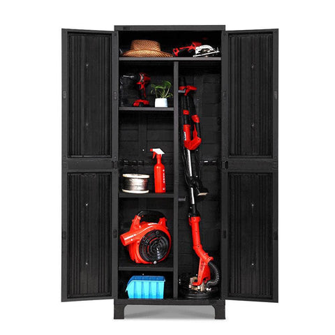 173Cm Outdoor Storage Cabinet Box Lockable Cupboard Sheds Garage Black