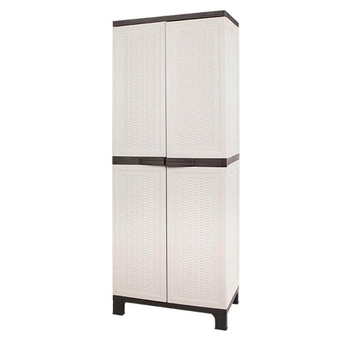 173Cm Outdoor Storage Cabinet Box Lockable Cupboard Sheds Rattan Beige