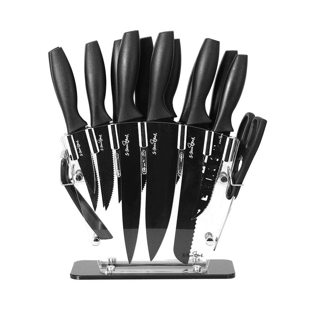 17PCS Kitchen Knife Set Stainless Steel Non-stick with Sharpener