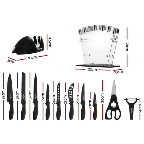 17PCS Kitchen Knife Set Stainless Steel Non-stick with Sharpener