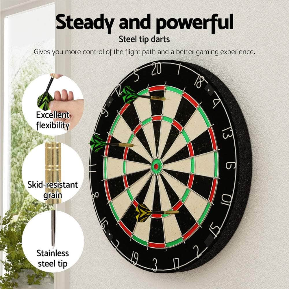 18" Dartboard Dart Board With Steel Darts Competition Party Game