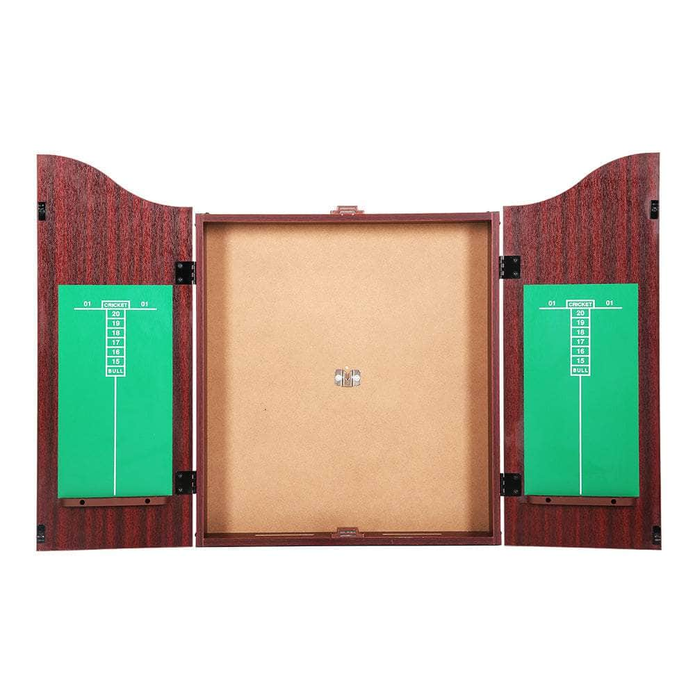 18" Dartboard Dart Board With Steel Darts Wooden Cabinet Party Game