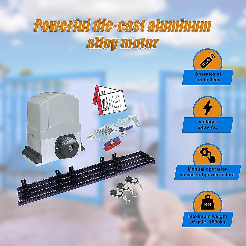 1800Kg Auto Slide Sliding Gate Opener Automatic W 4M Rail