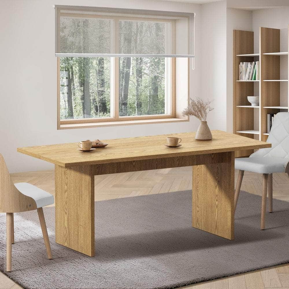 180cm Dining Table Rectangular Timber Natural/White