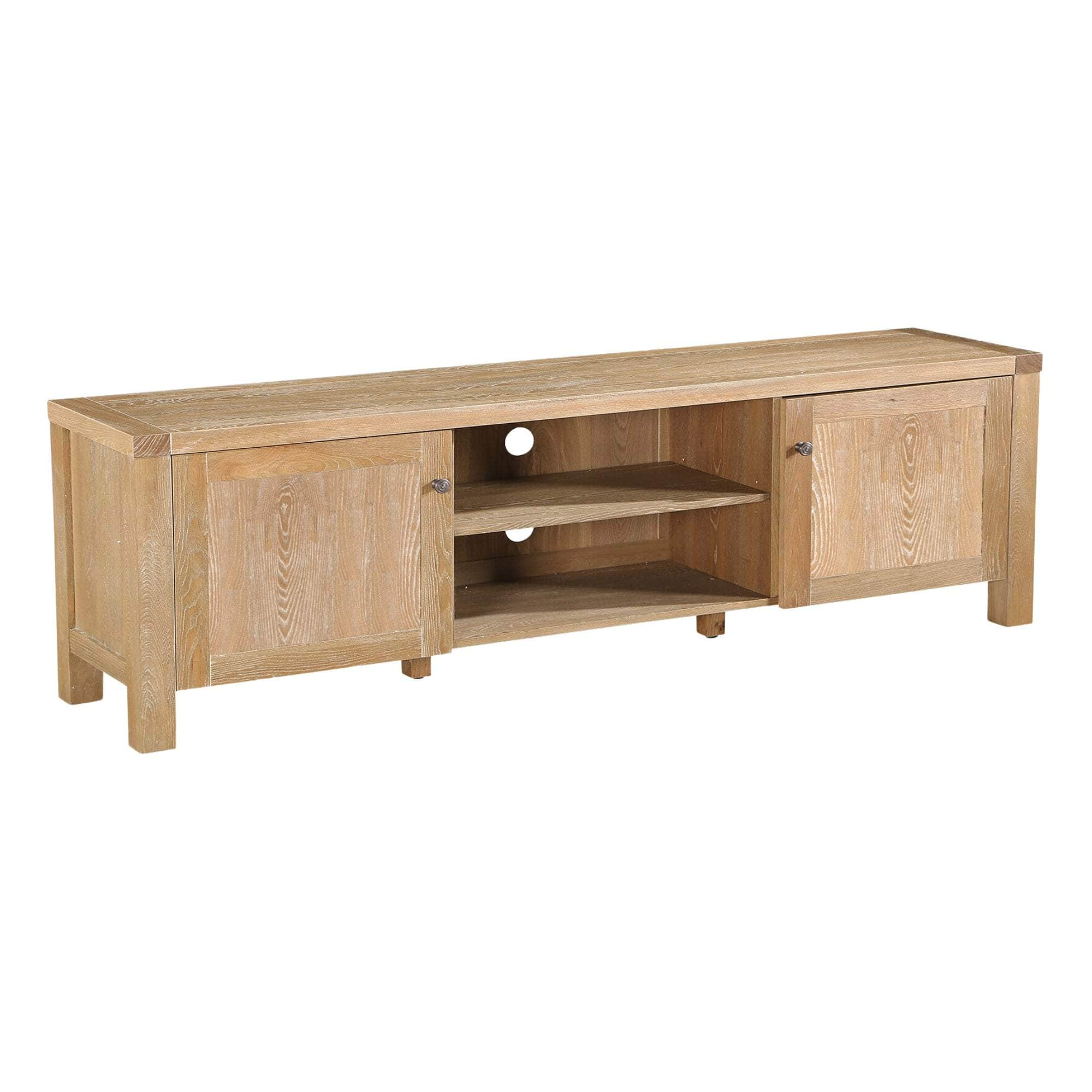 180Cm Entertainment Tv Unit Timber Wood 2 Door Natural