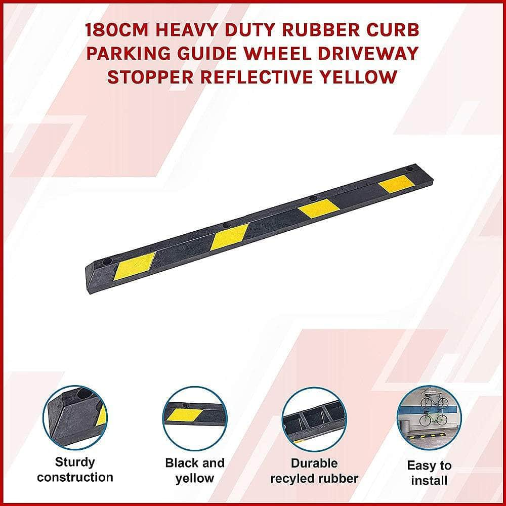 180Cm Heavy Duty Rubber Curb Parking Guide With Reflective Yellow