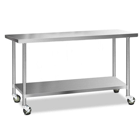 1829X610Mm Stainless Steel Kitchen Bench With Wheels