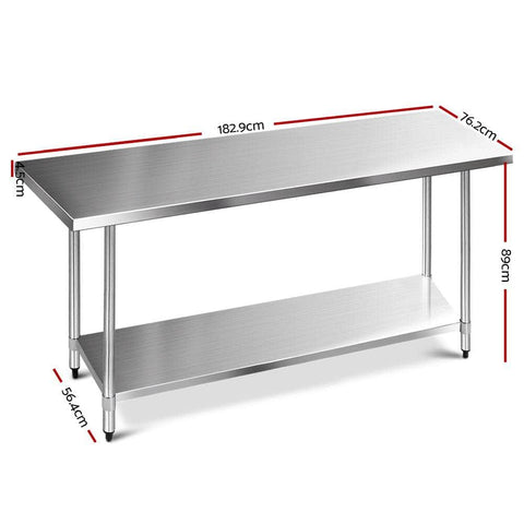 1829X760Mm Stainless Steel Kitchen Bench