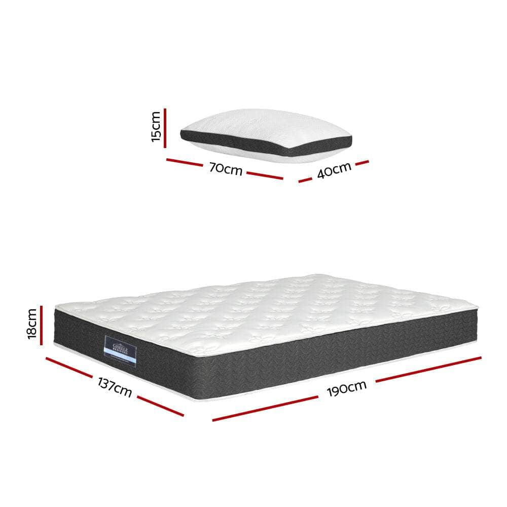 18cm Mattress Medium Soft w/Pillows Double