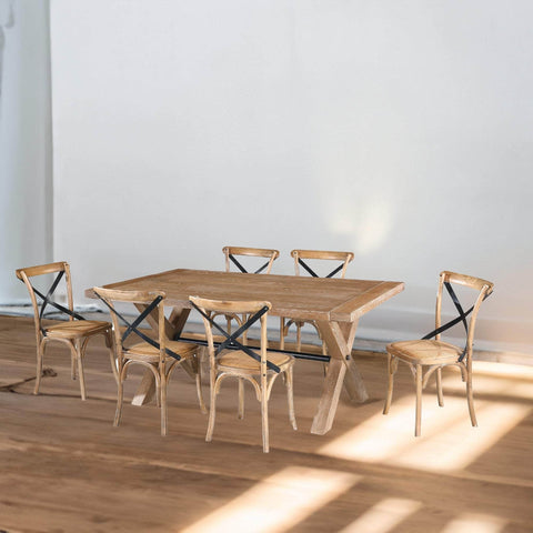 190Cm Dining Table Timber Wood Natural