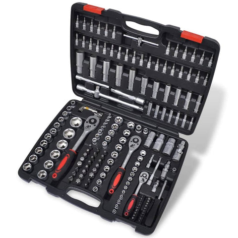 193pcs 1/4" & 3/8" & 1/2" Drive Socket Bit Set w/ Ratchet Tool Set