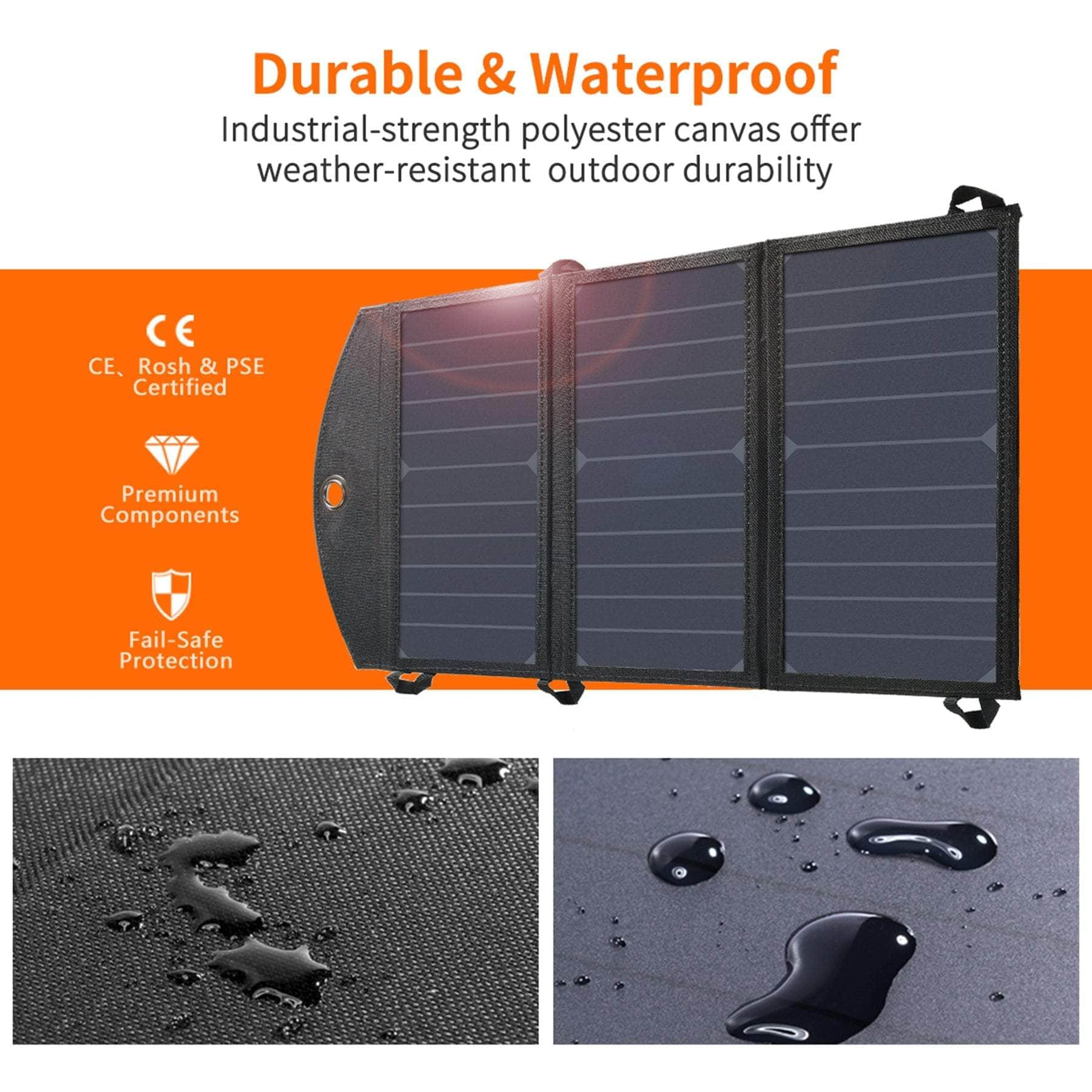 19W Portable Solar Panel Charger Sunpower Panels Dual Usb Charger