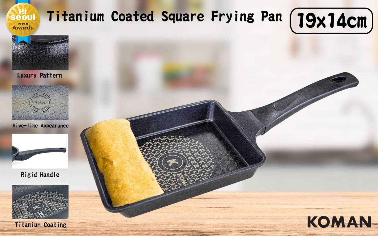 19X14Cm Black Shinewon Square Pan Non-Stick Titanium Coat