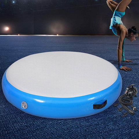 1m Air Track Spot Inflatable Gymnastics Tumbling Mat Round W/ Pump