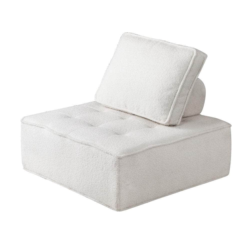 1PC Modular Sofa Lounge Chair Armless Adjustable Back Sherpa White