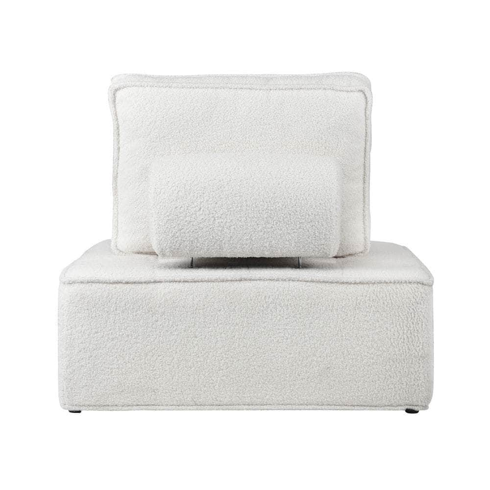 1PC Modular Sofa Lounge Chair Armless Adjustable Back Sherpa White