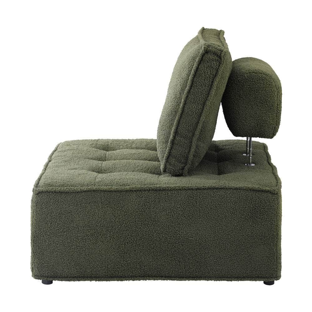 1PC Modular Sofa Lounge Chair Armless Sherpa Green