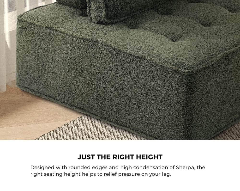 1PC Modular Sofa Lounge Chair Armless Sherpa Green