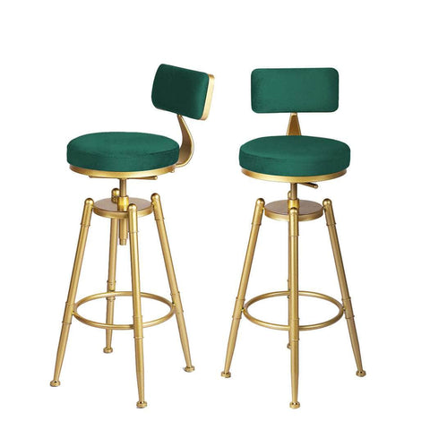 1x Bar Stools Velvet Kitchen Green