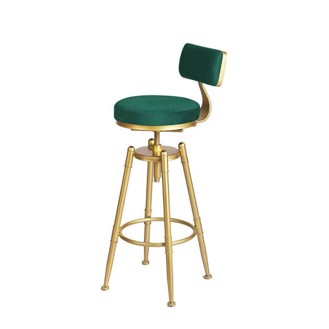 1x Bar Stools Velvet Kitchen Green