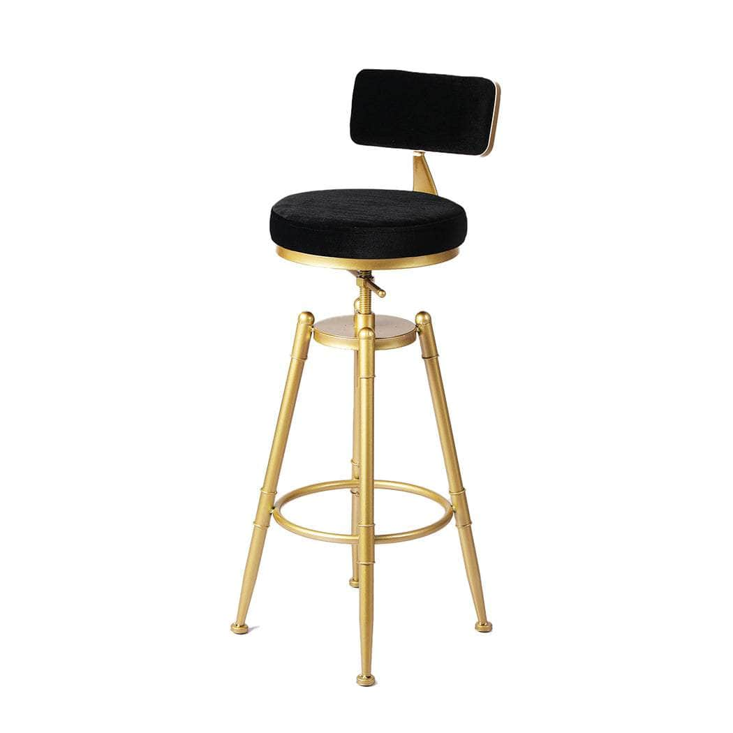 1x Velvet Bar Stools Kitchen Black