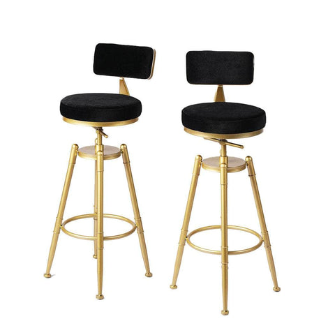 1x Velvet Bar Stools Kitchen Black