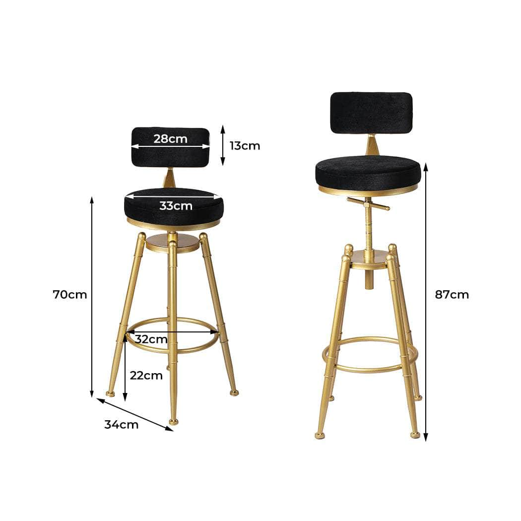 1x Velvet Bar Stools Kitchen Black