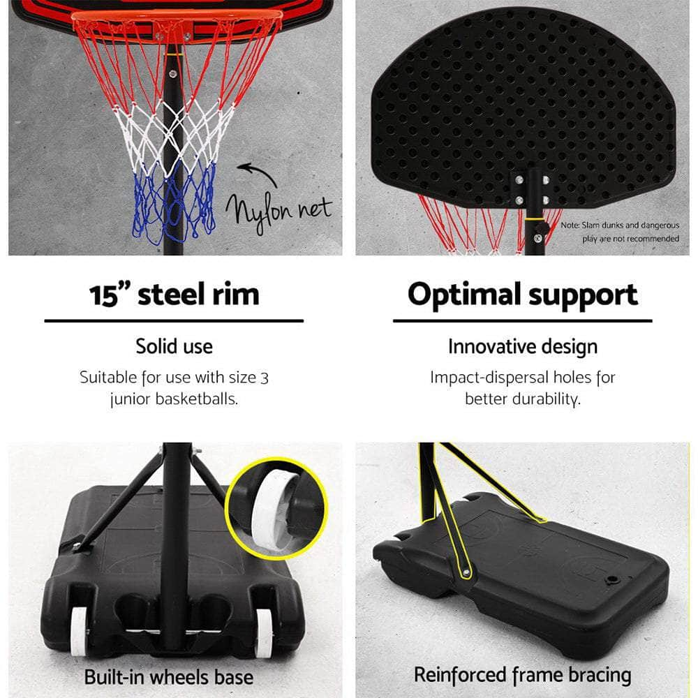 2.1M Basketball Hoop Stand System Adjustable Portable Pro Kids Black