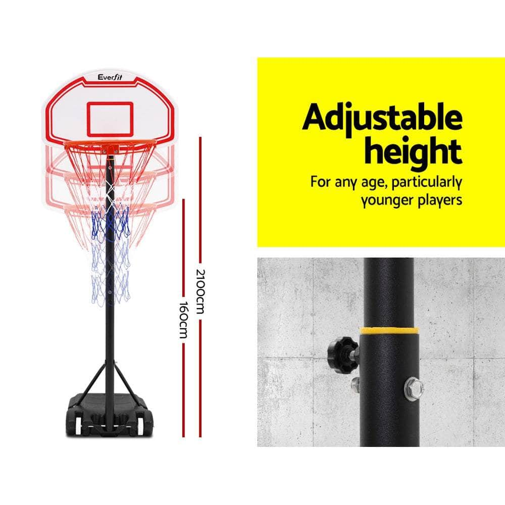 2.1M Basketball Hoop Stand System Adjustable Portable Pro Kids White