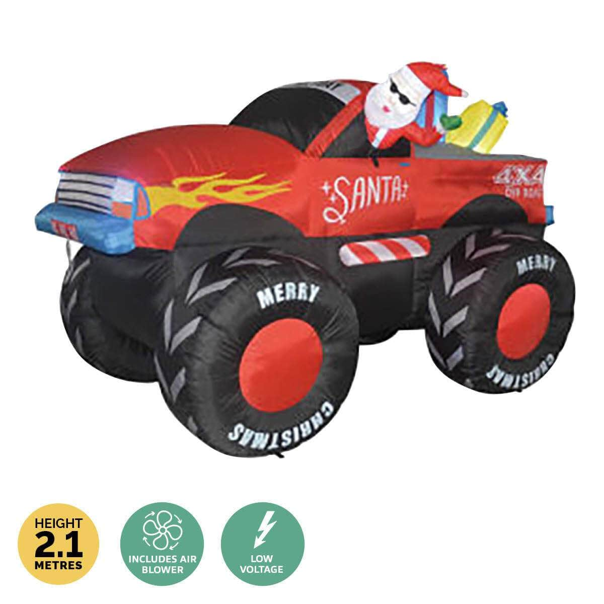 2.1m Santa & Monster Truck Built-In Blower LED Lighting