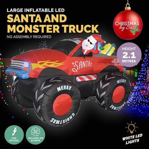 2.1m Santa & Monster Truck Built-In Blower LED Lighting