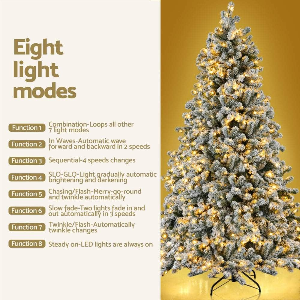 2.1m Snow Flocked LED Christmas Tree - 8 Light Modes