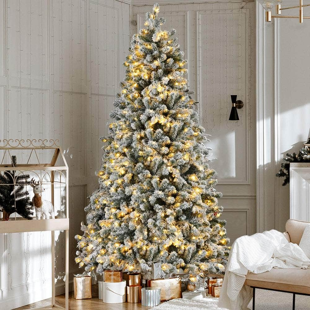 2.1m Snow Flocked LED Christmas Tree - 8 Light Modes