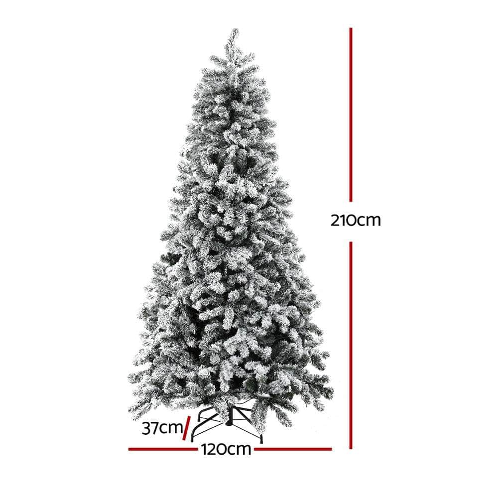 2.1m Snow Flocked LED Christmas Tree - 8 Light Modes