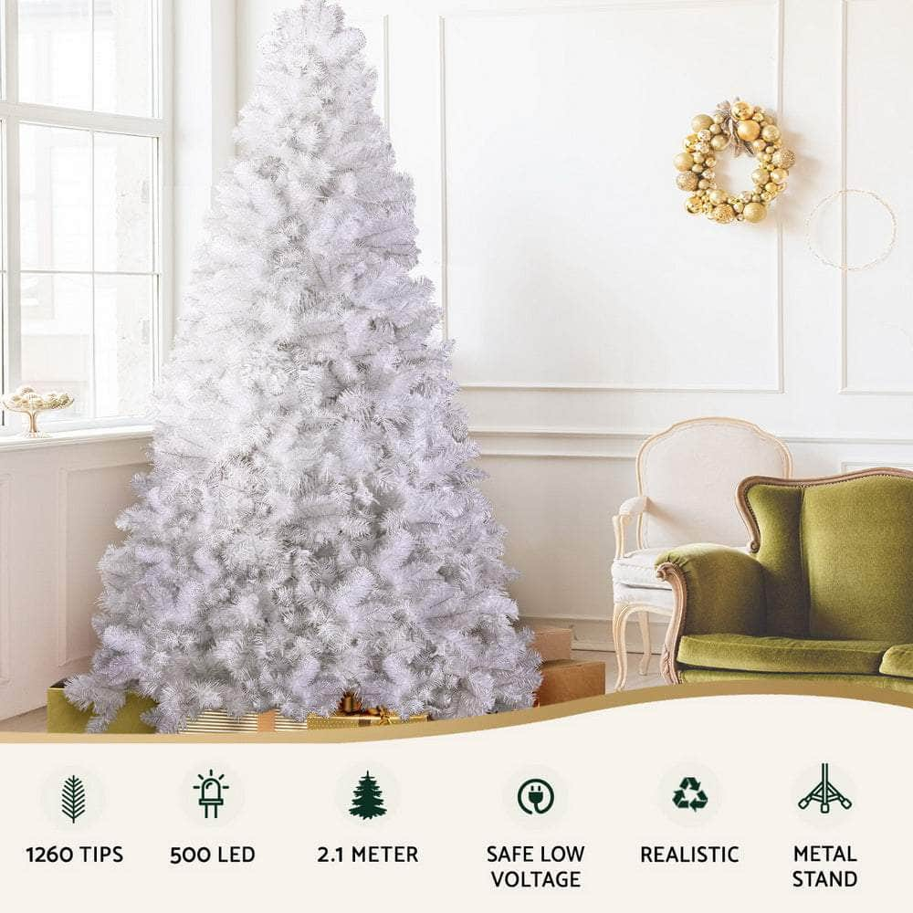 2.1m White LED Christmas Tree - 1260 Tips Decoration